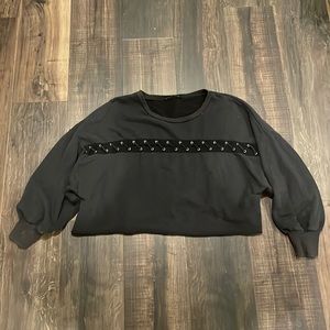 Zara cropped Black sweatshirt with lace detail sz xs